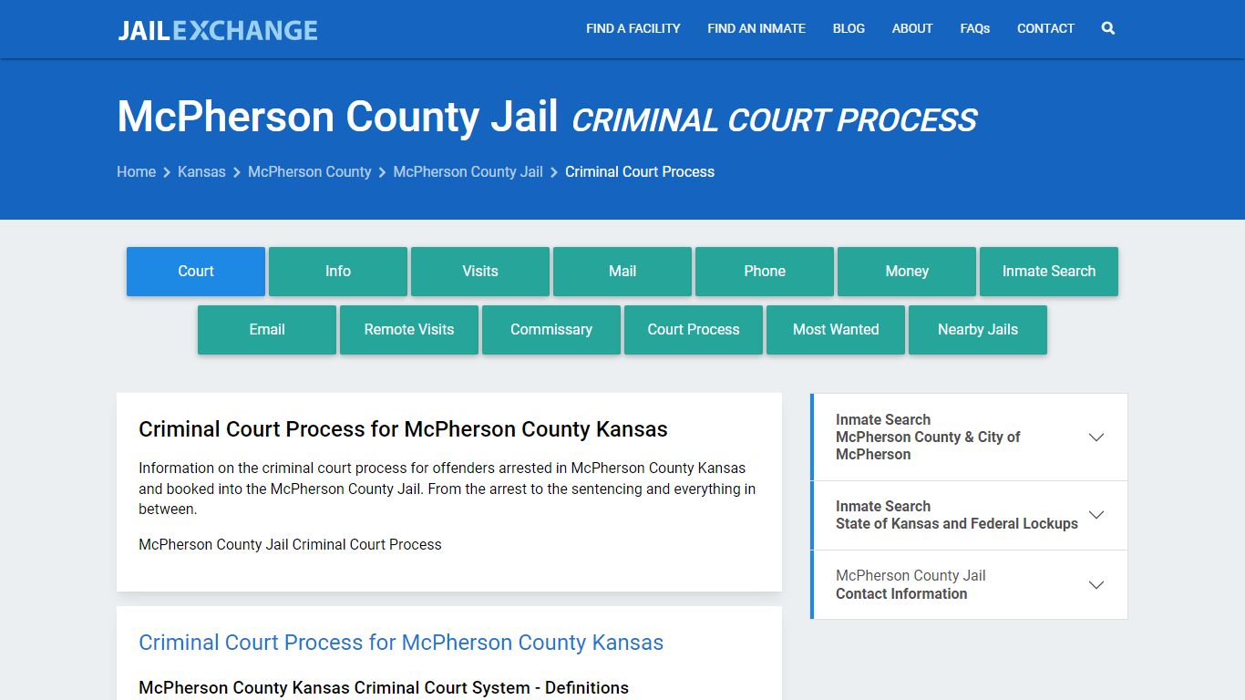 McPherson County Jail Criminal Court Process - Jail Exchange