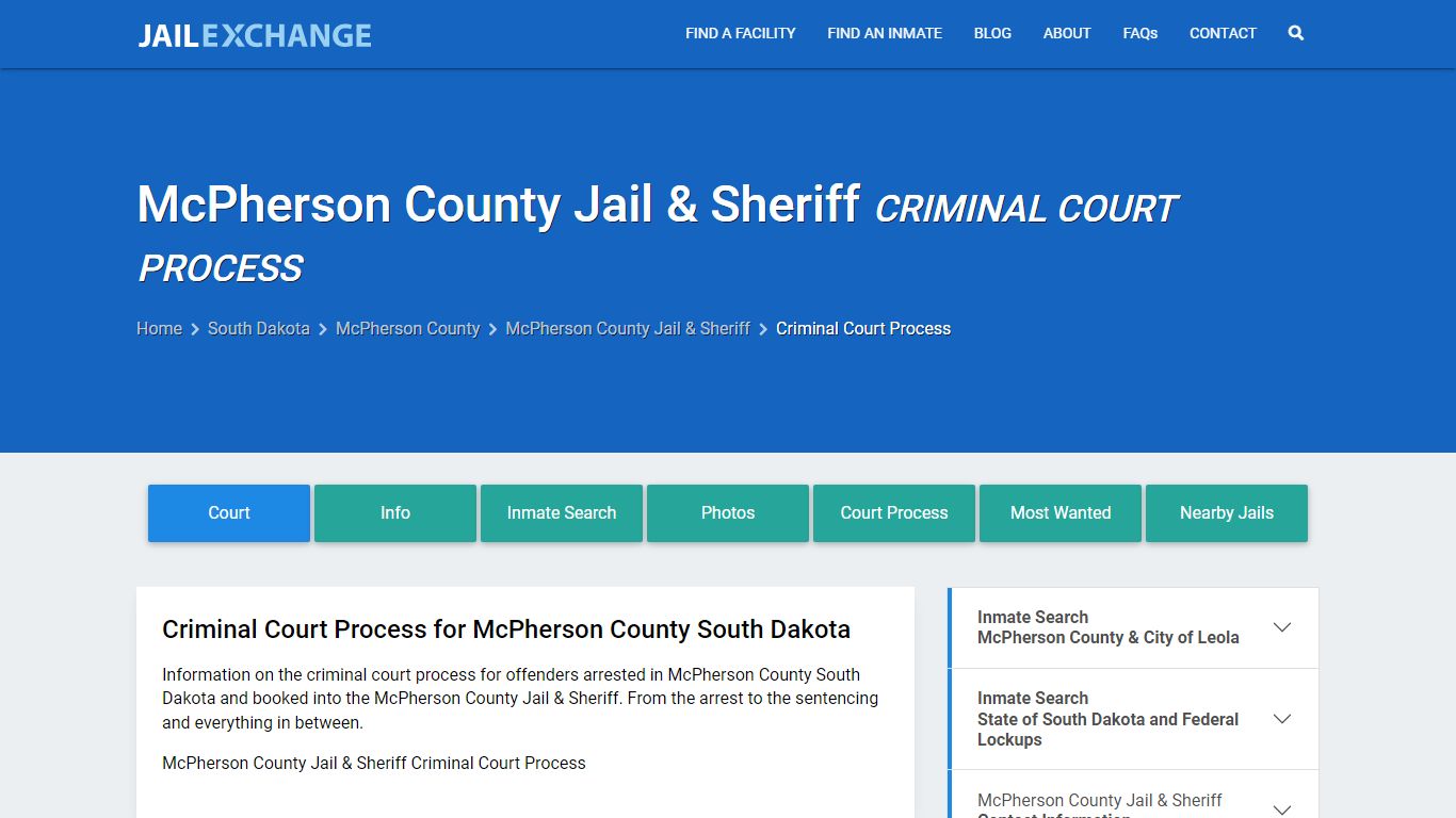 McPherson County Jail & Sheriff Criminal Court Process