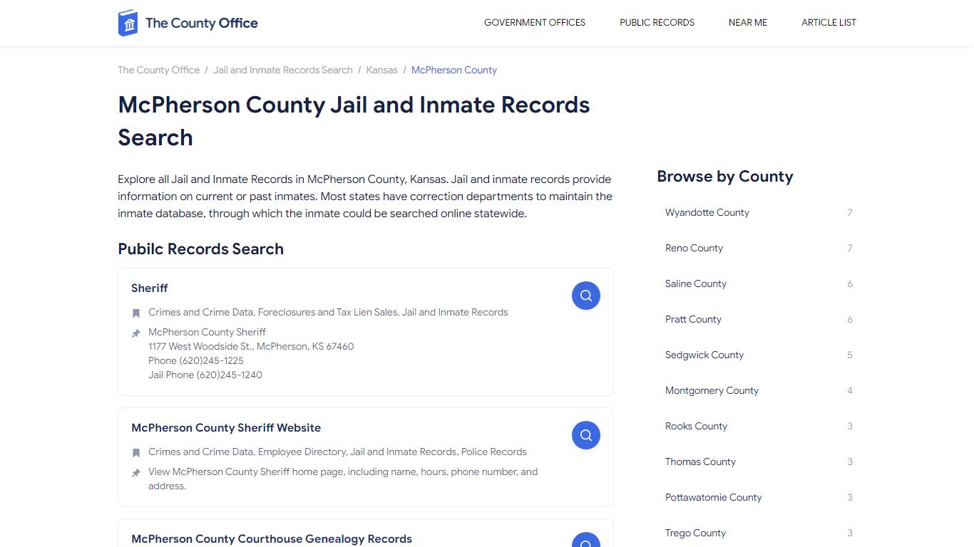 McPherson County Jail and Inmate Records Search
